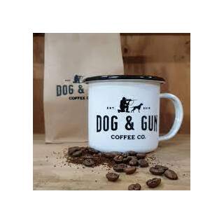Dog & Gun Enamel Mug White